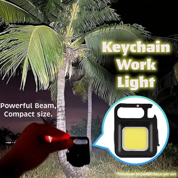 LED Flashlight Rechargeable, 6-Pack Mini COB Keychain Work Lights, 1500 Lumens EDC Flashlights with Magnetic Base, Waterproof USB Lights for Camping, Emergency, Outdoor Use - Image 3