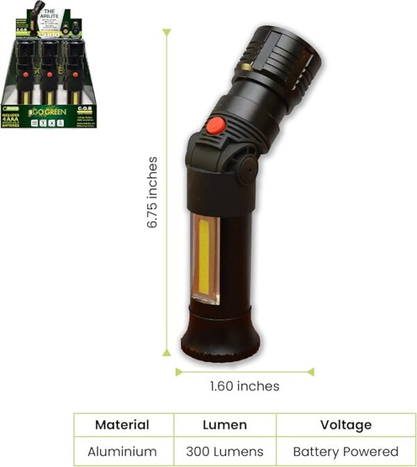 GOGREEN POWER INCORPORATED (GG-113-AriLite) The AriLite Handy Light, Aluminium Body Emergency Flashlight, Black - Image 3