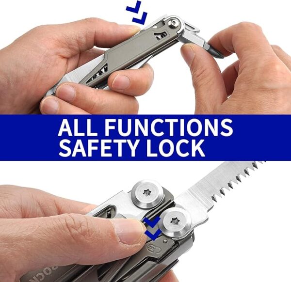Multitool,19-in-1 Multitool Pliers with Titanium-plated Handle, Safety Locking, Lightweight EDC Tool and Nylon Sheath for Men,Outdoor Survival,Hiking,Camping - Image 6