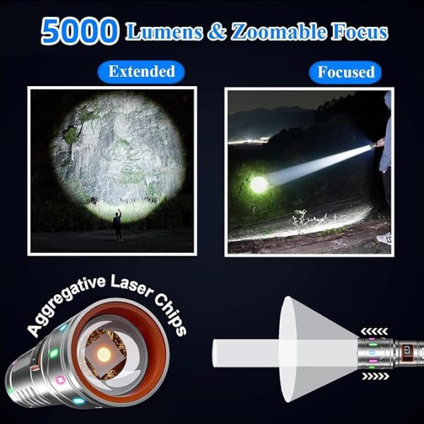 Rechargeable Small LED Flashlight, high Lumen EDC Flashlight, Five Lighting Modes and Zoom, Suitable for Daily Carrying and Emergency use. - Image 6