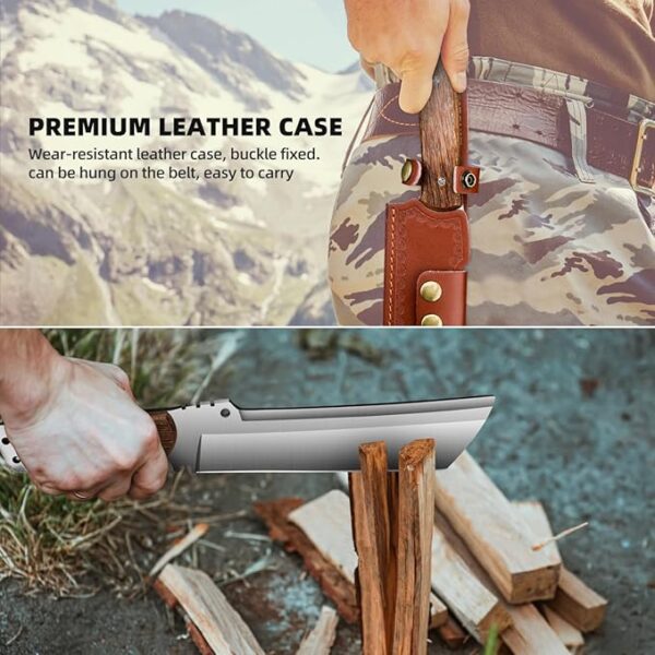 Machete with Sheath for Cutting Trees Heavy Duty, for Yard Work and for Bushcrafting Knife Sickle for Clearing Brush Garden Tools Construction Blade - Image 3