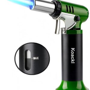 Refillable Butane Torch with Fuel Gauge & Safety Lock - Adjustable Flame - Perfect for Welding, Resin Art, & More - One-handed Operation (Butane Gas Not Included)