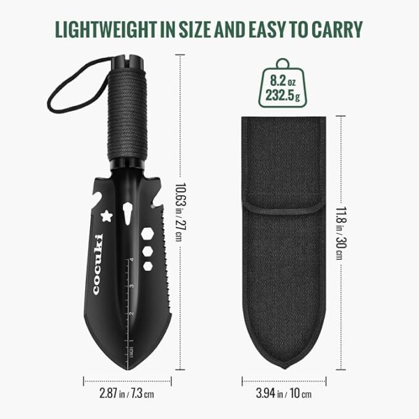 Backpacking Hiking Trowel, Garden Knife, Ultralight Small Camping Shovel, Multitool Compact Portable Small Shovel with Carrying Pouch,for Digging, Gardening, Outdoor Camping, Survival - Image 3