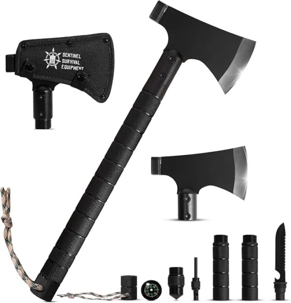 Bushcraft Hatchet - Multi-Tool Camping Hatchet with Firestarter and Saw | Portable Survival Gear | Hiking and Emergency Tools | All-in-One Backpaging Axe for Outdoor Adventures - Image 2