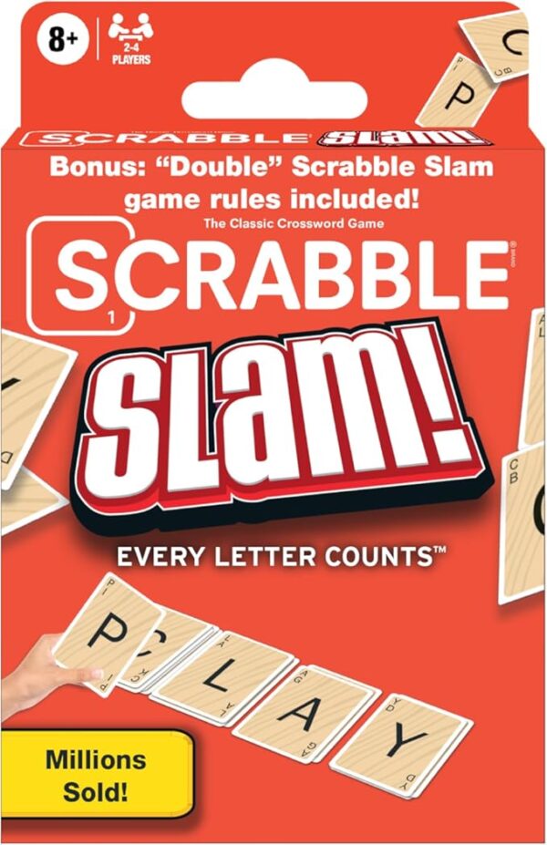 Winning Moves Scrabble Slam The Original 2000's Mega Hit Scrabble Card Game Games USA, Fast-Paced Card Game Version of Scrabble, for 2 to 4 Players, Ages 8+, Red - Image 3