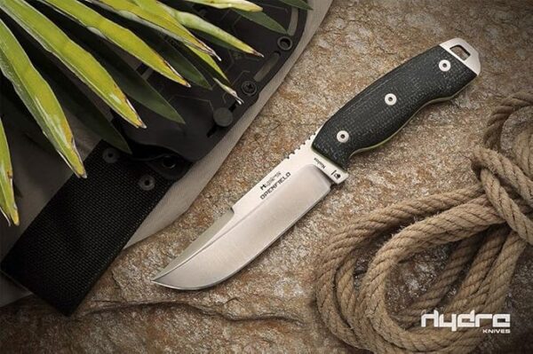 Hydra OPENFIELD Survival Knife with 125 mm Niolox SB1 cryogenic steel, blue Jute Micarta handle, includes kydex sheath - Image 7