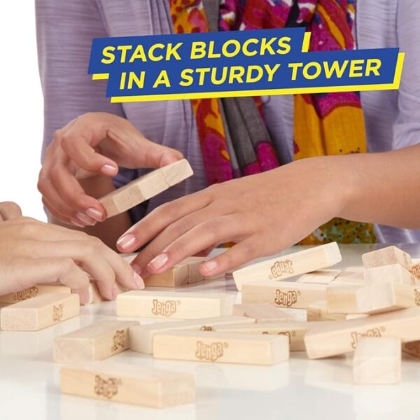 Jenga Game | The Original Wood Block Game with Genuine Hardwood Blocks | Stacking Tower Game | Ages 6+ | 1 or More Players | Party Games for Kids | Family Games - Image 5