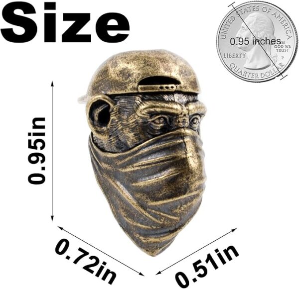 Knife Lanyard Beads - Hand-Cast Pure Copper Paracord Bead with 0.24" Hole for 550 Cord, Tactical Gear & EDC Accessories Men's Survival Gifts (FD-109DZ) - Image 3