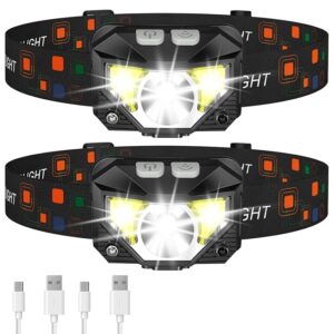 LHKNL Headlamp Flashlight, Lumen Ultra-Light Bright LED Rechargeable Headlight with White Red Light, 2-Pack Waterproof Motion Sensor Head Lamp,8 Modes for Outdoor Camping Running Hiking Fishing