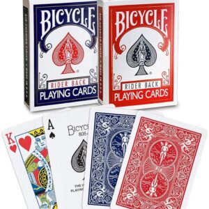 Bicycle Rider Back Playing Cards, Standard Index, Poker Cards, Premium Playing Cards, Red & Blue, 2 Count (Pack of 1)