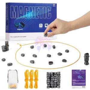 Magnetic Chess Set with 32 Travel-Stones, 3 String & Portable Storage Bag, Strategy Board Game for Family Game Night, Indoor Outdoor Use for Kids Adults (Age 9+)