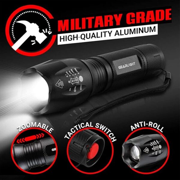 GearLight LED Flashlights - Mini Camping Flashlights with High Lumens, 5 Modes, Zoomable Beam - Powerful, Bright, and Versatile Tactical Flash Light for Outdoor and Home Use - Image 6