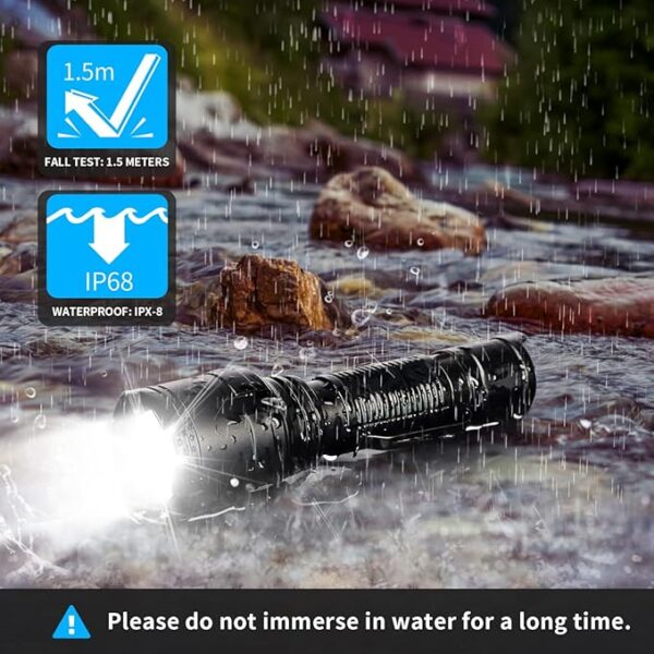 Super Bright Flashlight NT23 1500 Lumens Small Tactical Flashlights with Clip, Long Beam Distance, 4 Light Modes with Mode Memory, IP68 Waterproof, for Camping Hiking Emergency Use - Image 6