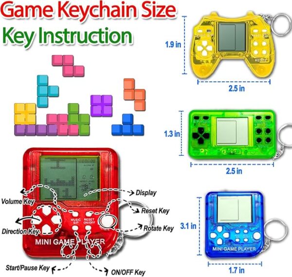yuzshin 15Pcs Video Game Keychain Video Game Party Favors Video Game Party Supplies 3 Styles Mini Game Console Fidget Toys Bulk for Kids Classroom Prizes Goodies Bags Stuffer Backpack Keychain - Image 3