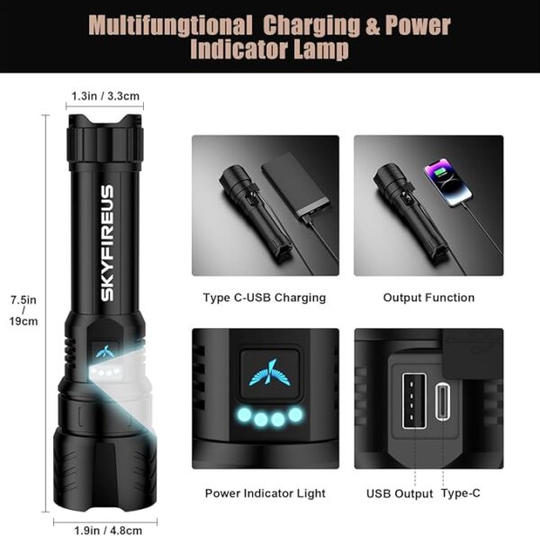 SKYFIRE EDC Flashlights,2000lm led Pocket Flashlights High Lumens, Small Powerful Flashlights, Waterproof Rechargeable Handheld Flashlights for Outdoor,Home,Emergency,Camping - Image 6
