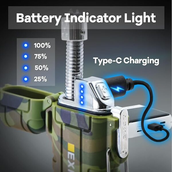 Luxgaze 2 Pack Waterproof Lighter Outdoor Electric Torch Lighters Flexible Neck Rechargeable Arc Lighters Butane Lighter Flameless Plasmafor Camping Hiking Adventure Survival Tactical Gear - Image 4
