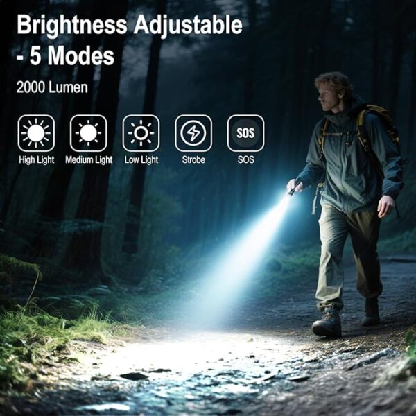 Rechargeable Flashlights High Lumens, Super Bright LED Flashlight USB C, Strong Flash Light for Home Camping Emergency - Image 3