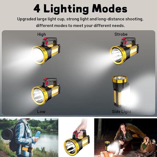 Rechargeable LED Flashlight,4 Light Modes Handheld Spotlight with USB Output,Super Bright Flash Light for Emergency,Outdoor Hiking,Camping - Image 3