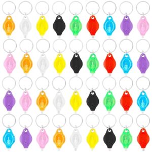 36 Pack Mini Led Flashlight Keychain Portable Colorful Small Flashlight Keychain Ultra Bright Torch Key Ring for Outdoor and Indoor Night Activities and Emergency Lighting