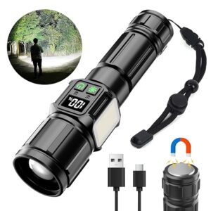 High Lumen LED Flashlight Rechargeable Handheld flashlights high lumens flashlights for home Zoom with LCD digital display 9 modes waterproof powerful tactical flashlight used for emergency gifts