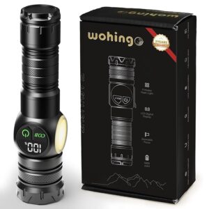 Rechargeable Flashlights High Lumens LED Super Bright Torch Magnetic Tactical Flashlight with COB SideLight,Zoomable,Waterproof Linternas with LCD Digital Display for Camping Home Emergency Gift