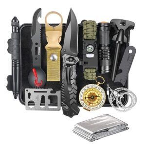Survival Kit 14 in 1, Survival Gear and Equipment, Gifts for Men Dad Husband Him, Outdoor Fishing Hunting Camping Anniversary Birthday Gift Ideas for Him Teenage Boy Women