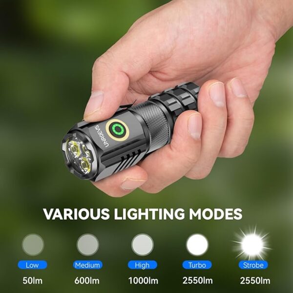 2-Pack XC06 Mini Flashlight Rechargeable,Pocket Flashlight with Magnet,Super Bright Small Compact Flashlight,5 Modes EDC Flashlight for Camping,Emergency. - Image 3