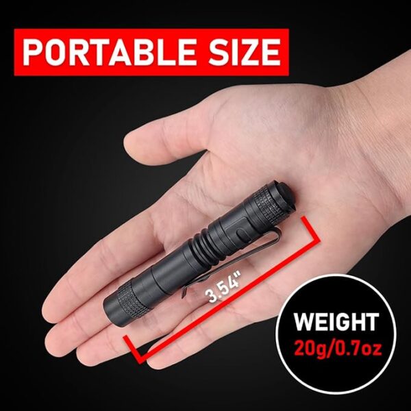 Mini LED Pen Light Flashlight, High Lumens Pocket Torch with Clip, Portable for Camping, Emergency, Inspection, Gifts for Dad and Husband,4-Pack - Image 3