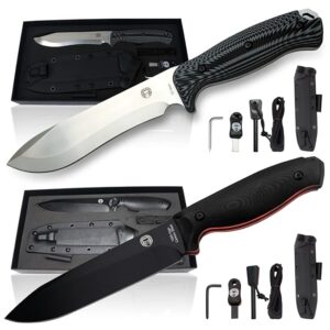 Chopping D2 Survival Knife and Large 1095 Survival Knife Giftset Bundle