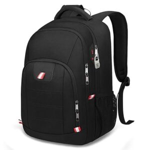 Della Gao Travel Laptop Backpack, Black Backpack for Men and Women with USB Charging Port Business Computer Back Pack (Black, 15.6 Inch)