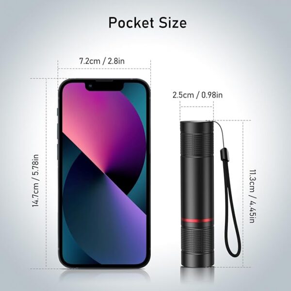 Flashlight Rechargeable 2 Packs, High Lumens Flashlight, Super Bright Small LED Flash Light- Zoomable, Adjustable Brightness, Long Lasting for Camping, Outdoors and Home Emergency - Image 6