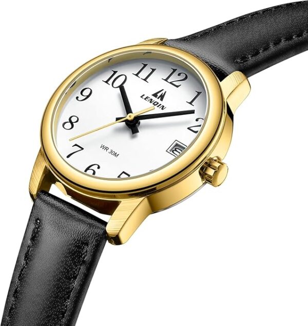 LN LENQIN Womens Watch Analog Quartz Waterproof Ladies Watches for Women with Leather Strap Luminous Easy Reader Dial - Image 5