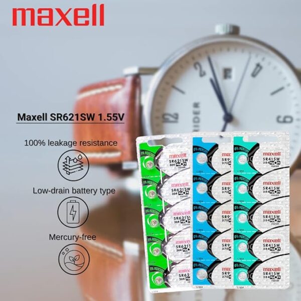 Maxell Watch Battery Button cell SR621SW SR-621SW 364 (Pack of 5) - Image 4
