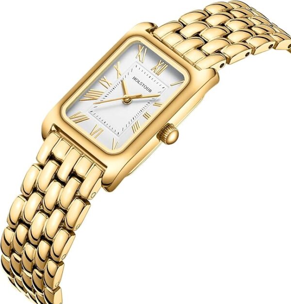 Watches for Women Vintage Bracelet Roman Dial Rectangular Case Gold Watch Waterproof with Tools - Image 4