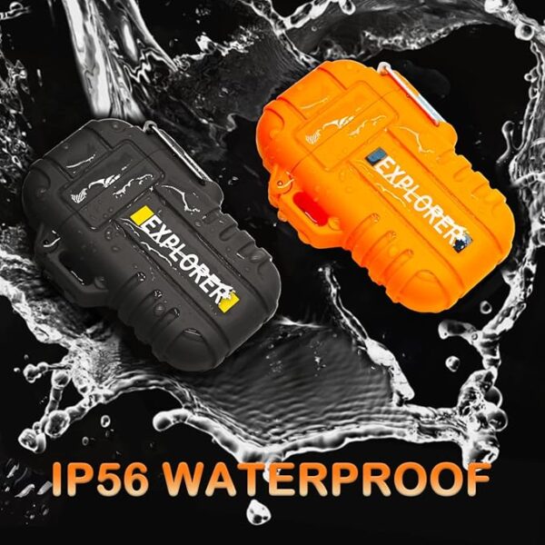 2 Pack Waterproof Lighter Outdoor Windproof Torch Lighters Dual Arc Butane Electric Lighters USB Rechargeable Lighters Flameless Plasma Lighter Camping Hiking Adventure Survival Tactical Gear - Image 4