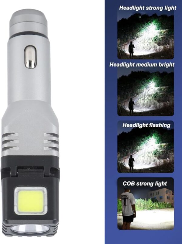 Car Plug in Flashlight Rechargeable Dual Light Source Super Bright Mini Handheld Automobile Charged Emergency Torch - Image 5