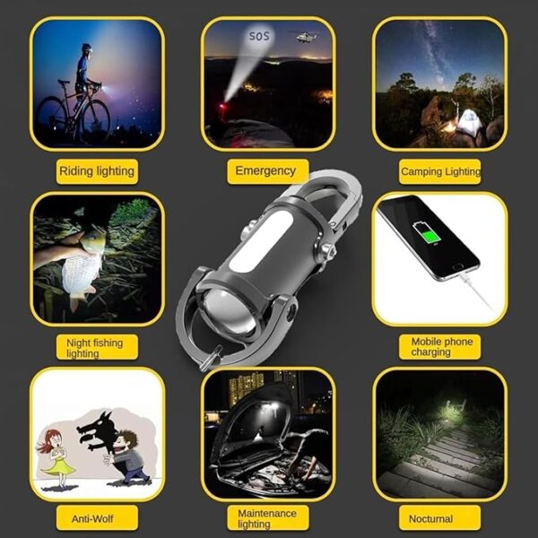 Mini Flashlight, 2024 Best Mini Flashlight Keychain, Chain Flashlight Mini, Mini Keychain Flashlight, Mini Flashlight for Emergency Power (Black) - Image 4