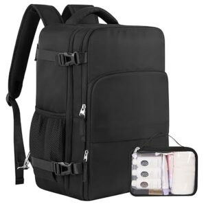 Travel Backpack for Men Women, Personal Item Travel Bag with Multi-Pockets, Airline Approved Carry on Backpack Fits 16inch Laptop, Waterproof Casual Backpack for College,Travel, Work