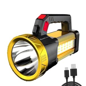 Rechargeable LED Flashlight,4 Light Modes Handheld Spotlight with USB Output,Super Bright Flash Light for Emergency,Outdoor Hiking,Camping