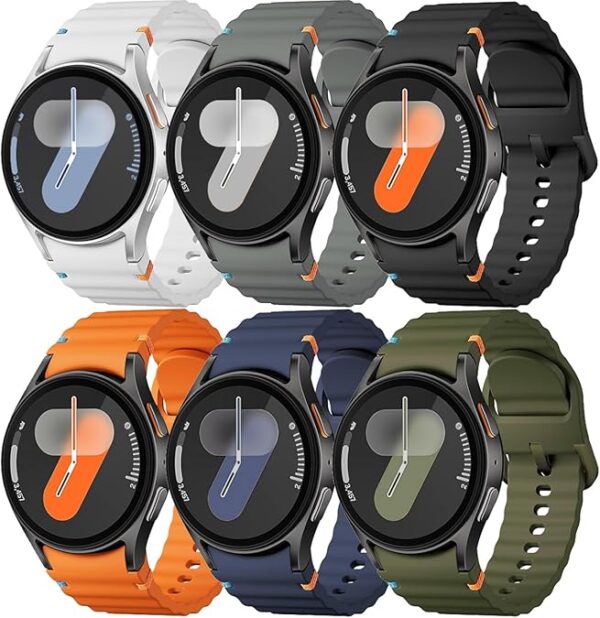 Sport Band for Samsung Galaxy Watch 7 Band 40mm 44mm,No Gap Soft Silicone Strap for Galaxy Watch 6 5 4 FE Band 40mm 44mm/Galaxy Watch 6/4 Classic 47mm 43mm 46mm 42mm/Watch 5 pro 45mm Men Women,6 Pack - Image 2