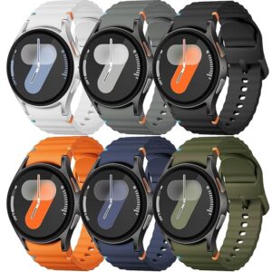 Sport Band for Samsung Galaxy Watch 7 Band 40mm 44mm,No Gap Soft Silicone Strap for Galaxy Watch 6 5 4 FE Band 40mm 44mm/Galaxy Watch 6/4 Classic 47mm 43mm 46mm 42mm/Watch 5 pro 45mm Men Women,6 Pack