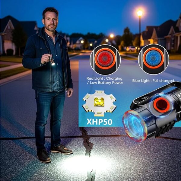 800 Lumen EDC Rechargeable Flashlight - Ultra Bright, Compact, Waterproof & Magnetic - Ideal for Camping, Hiking, Outdoor & Emergency Use - Image 6
