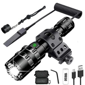 1600 Lumens Tactical Flashlight, Rechargeable LED Flashlight with Pressure Switch for Hiking, Camping, Fishing Emergency, 5 Lighting Modes 656 FT Lighting Range IP-6 Waterproof