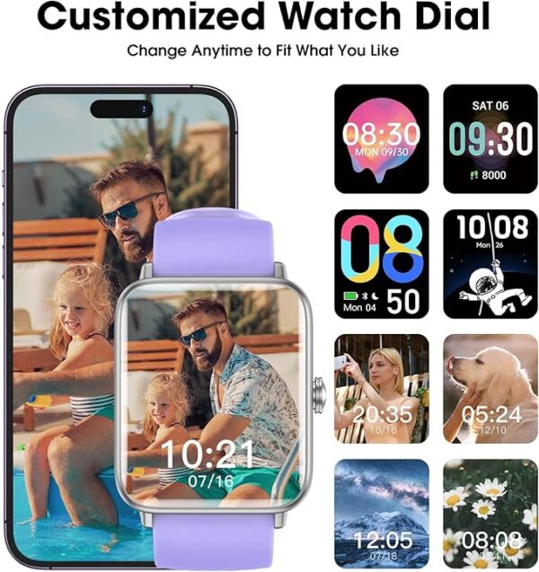 Smart Watch, Fitness Tracker with Heart Rate Monitor, Blood Oxygen, Sleep Tracking, 1.5 Inch Touchscreen Smartwatch for Android iOS Swimming Waterproof Pedometer Step Calories Tracker for Women Men - Image 6