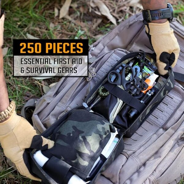 EVERLIT 250 Pieces Survival First Aid Kit IFAK EMT Molle Pouch Survival Kit Outdoor Gear Emergency Kits Trauma Bag for Camping Boat Hunting Hiking Home Car Earthquake and Adventures - Image 5