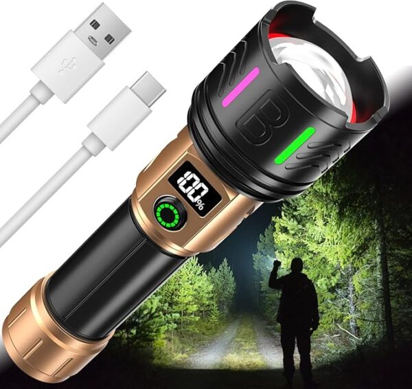 Rechargeable Flashlights High Lumens Led Rechargeable Flashlight Handheld Flashlights 5800,000 Lumens 5 Modes, Waterproof Powerful Tactical Flashlight for Emergencies Camping Gift - Image 2