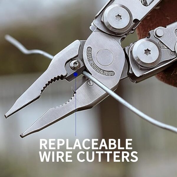 Multitool, 29-in-1 Multitool Pliers with Replaceable Wire Cutters and Saw, Heavy-duty Stainless Steel Multi-tool Set and Nylon Sheath for Camping Survival multi tool for Man - Image 5