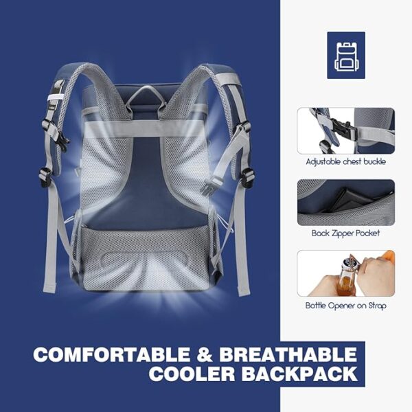 Maelstrom Cooler Backpack - 35/50 Can Insulated Soft Cooler Lunch Bag for Camping, Beach, Hiking & Shopping - Image 6
