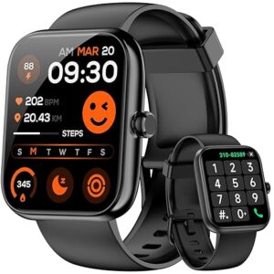 Smart Watch for Men Women Alexa Built-in, Fitness Tracker with Call Function & 1.83" HD Touchscreen, 100 Sport Modes, Heart Rate/Sleep Monitor, IP68 Waterproof, iOS Android Compatible (Black)