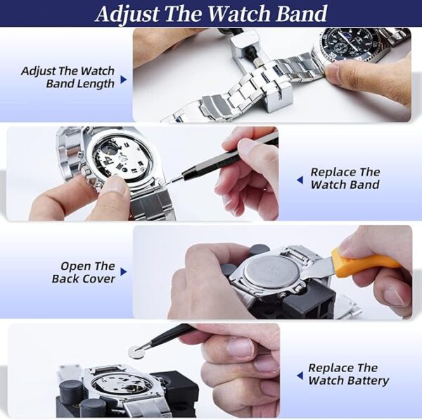 ã2025 UpgradeãEventronic Watch Repair Kit, Professional Watch Battery Replacement Tool Kit, Watch Link & Back Removal Tool, Watch Tool Kit with Spring Bar, Case Opener, Link Remover, Carrying Case - Image 4